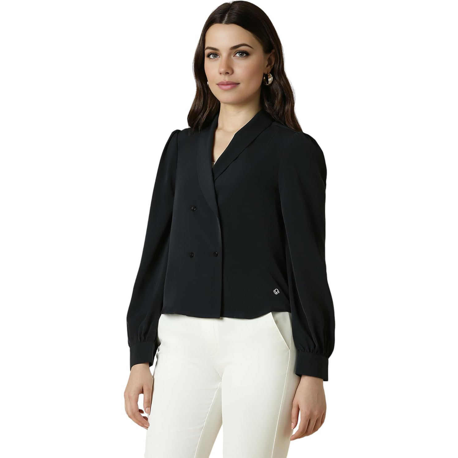 Allen Solly Women's Regular Fit Blouse (AHTSWRGPN11087_Black