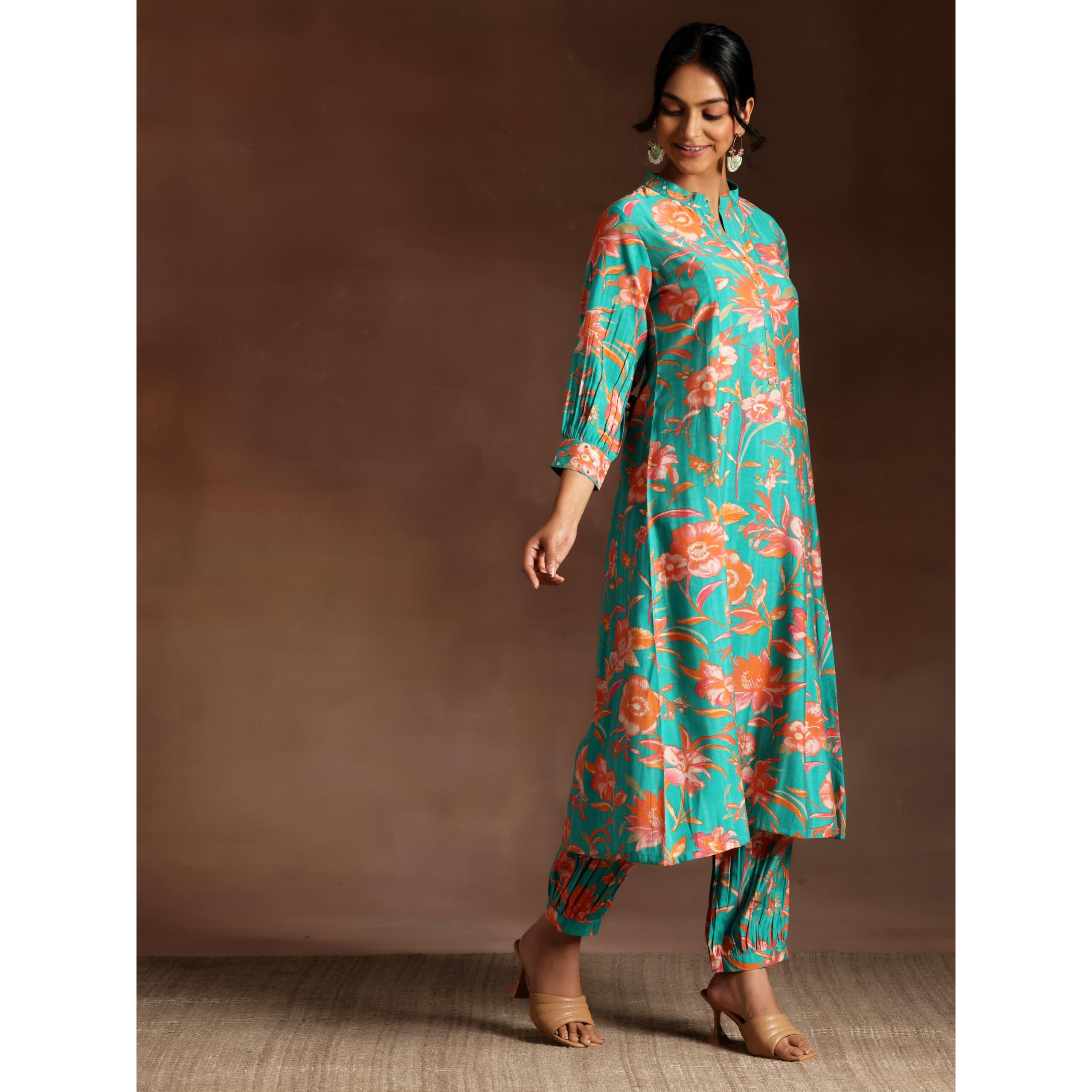 Libas Women's Blue Printed Silk Blend Co-Ords Regular 35729