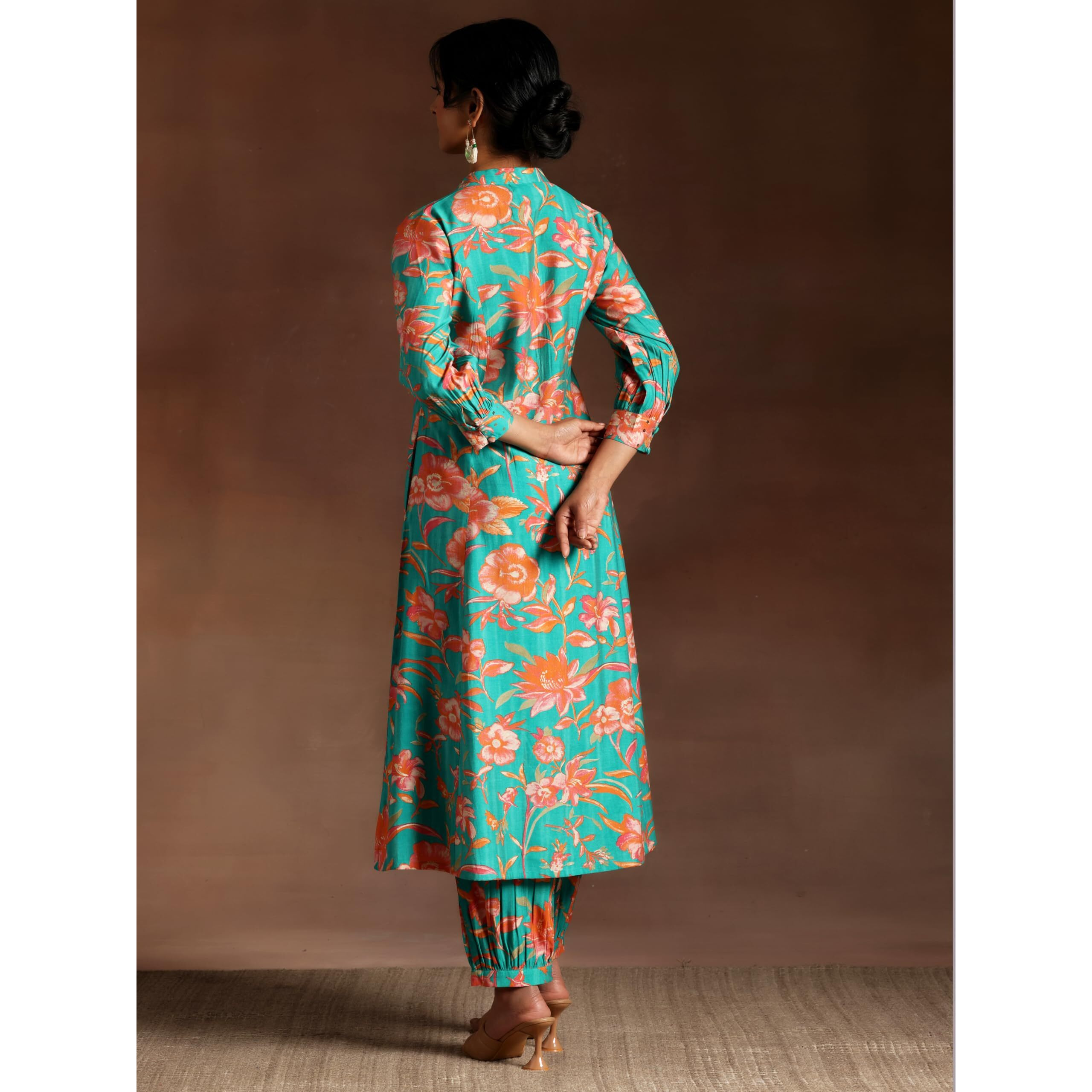 Libas Women's Blue Printed Silk Blend Co-Ords Regular 35729