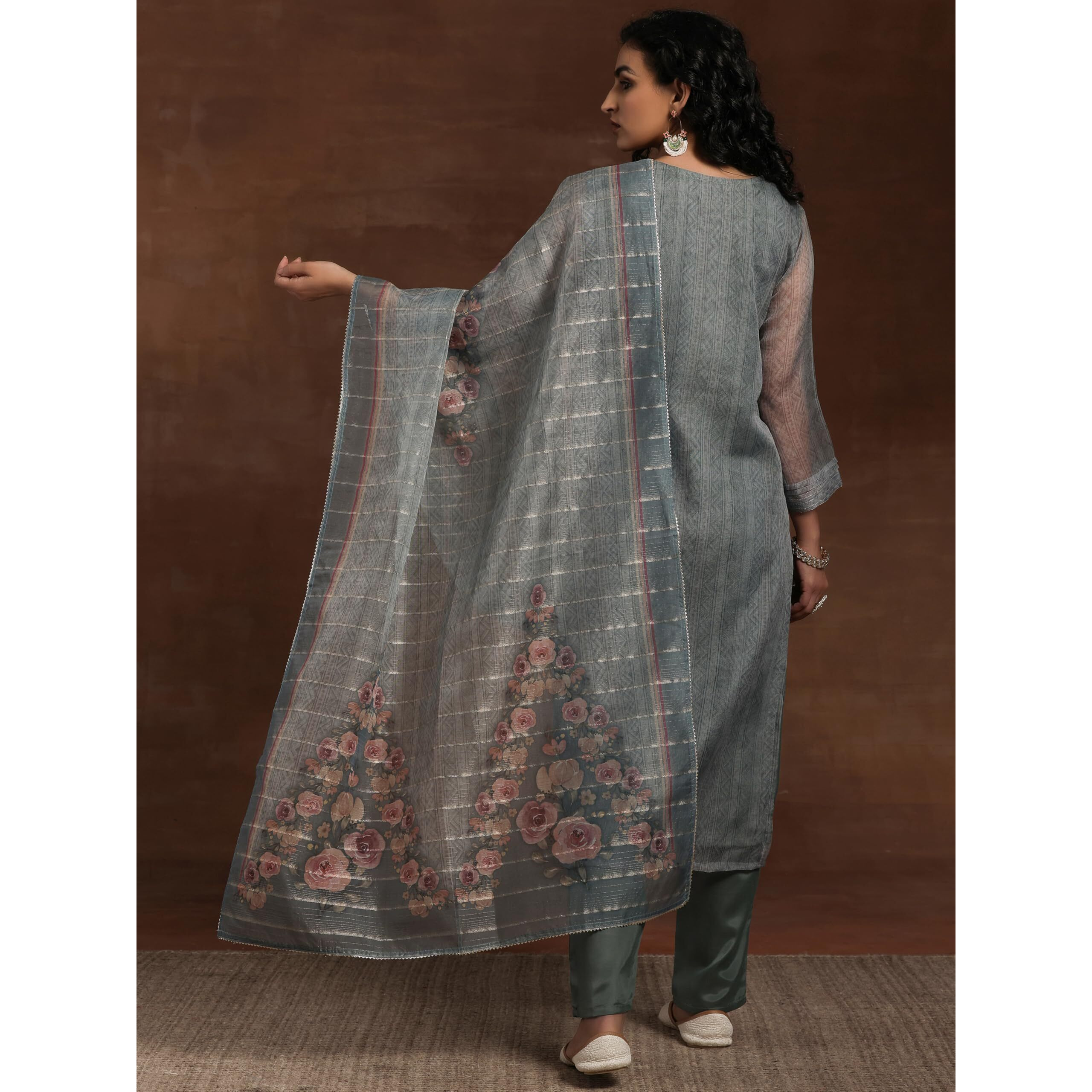 Libas Women's Organza Kurta Set (27719_Green