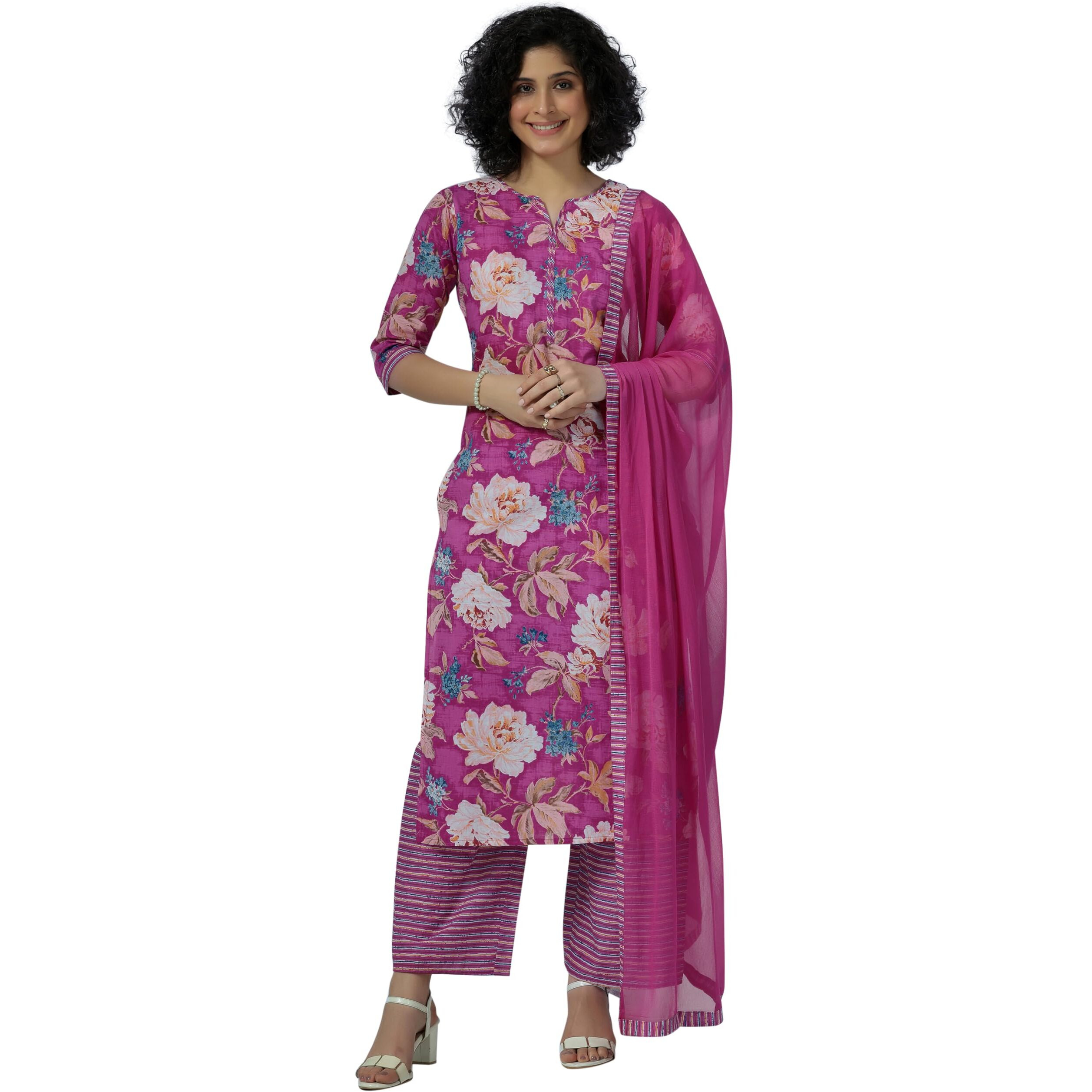 Libas Women's Pure Cotton Kurta Set (36745O_Pink