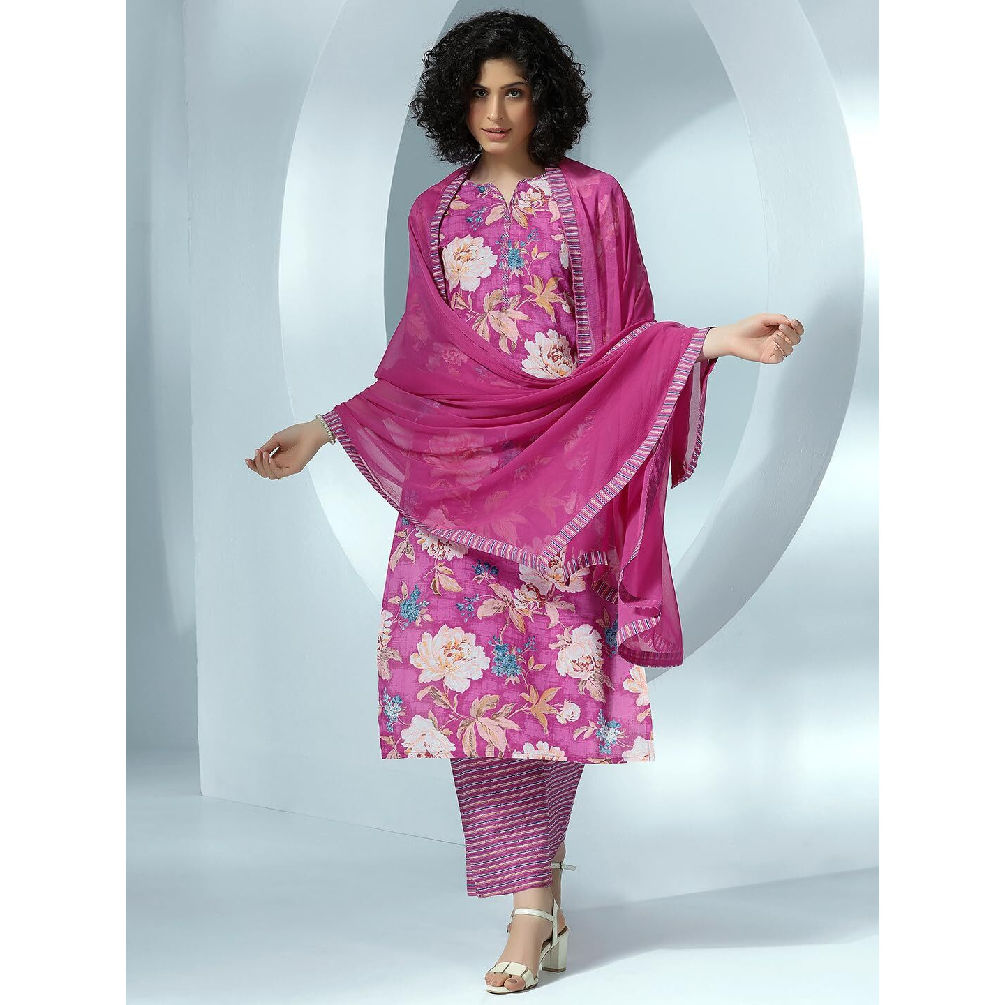 Libas Women's Pure Cotton Kurta Set (36745O_Pink
