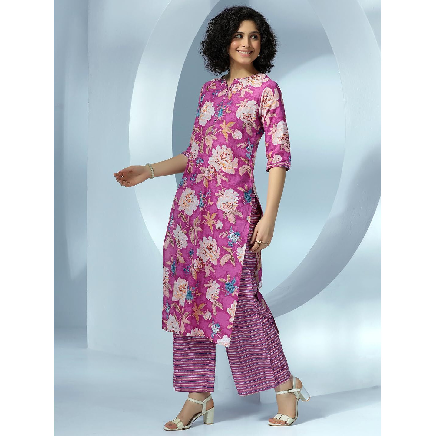 Libas Women's Pure Cotton Kurta Set (36745O_Pink