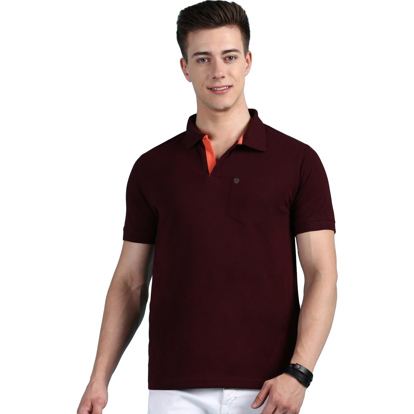 Lux Cozi Men's Half Sleeve Soild Casual T-Shirt with Chest Pocket_COZI_2122_COF_M_1PC Coffee