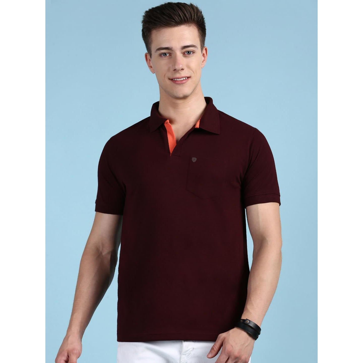 Lux Cozi Men's Half Sleeve Soild Casual T-Shirt with Chest Pocket_COZI_2122_COF_M_1PC Coffee