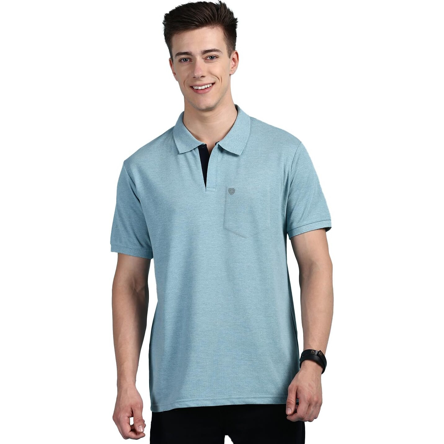 Lux Cozi Men's Half Sleeve Soild Casual T-Shirt with Chest Pocket_COZI_2122_PALGN_M_1PC Pale Green