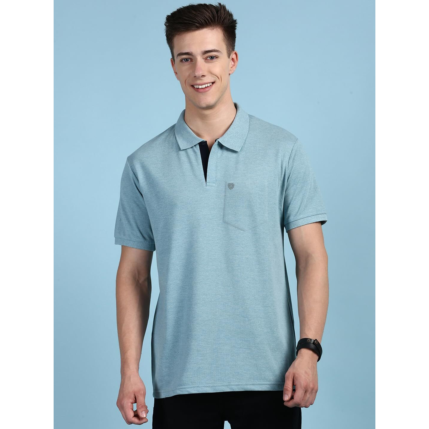Lux Cozi Men's Half Sleeve Soild Casual T-Shirt with Chest Pocket_COZI_2122_PALGN_M_1PC Pale Green