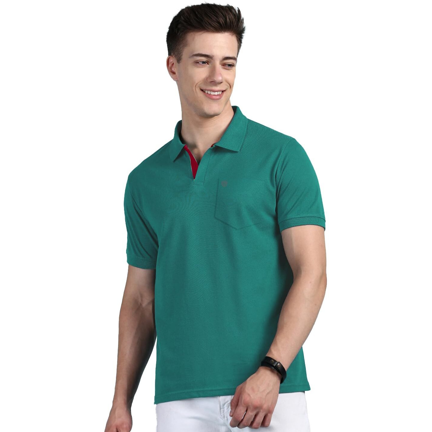 Lux Cozi Men's Half Sleeve Soild Casual T-Shirt with Chest Pocket_COZI_2122_SGN_XL_1PC Sea Green