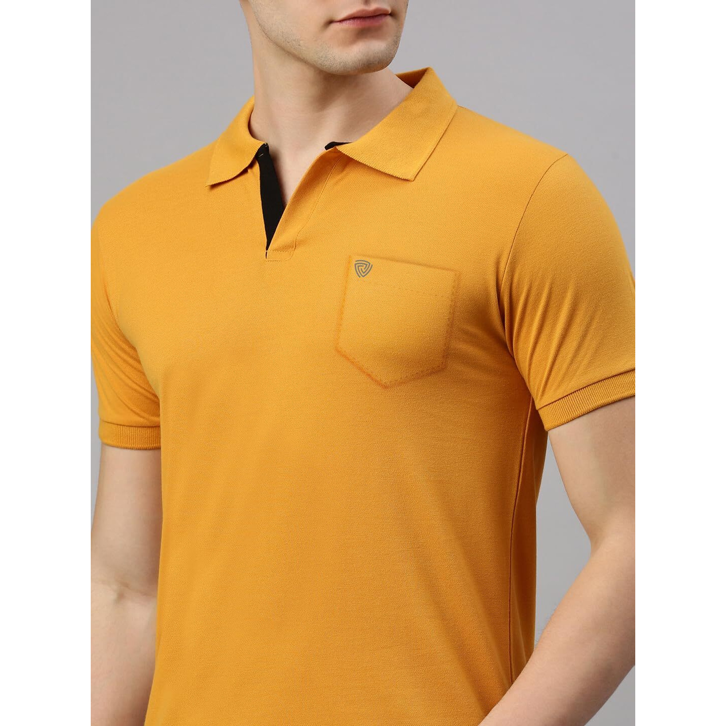Lux Cozi Men's Half Sleeve Soild Casual T-Shirt with Chest Pocket_COZI_2122_MST_L_1PC Mustard