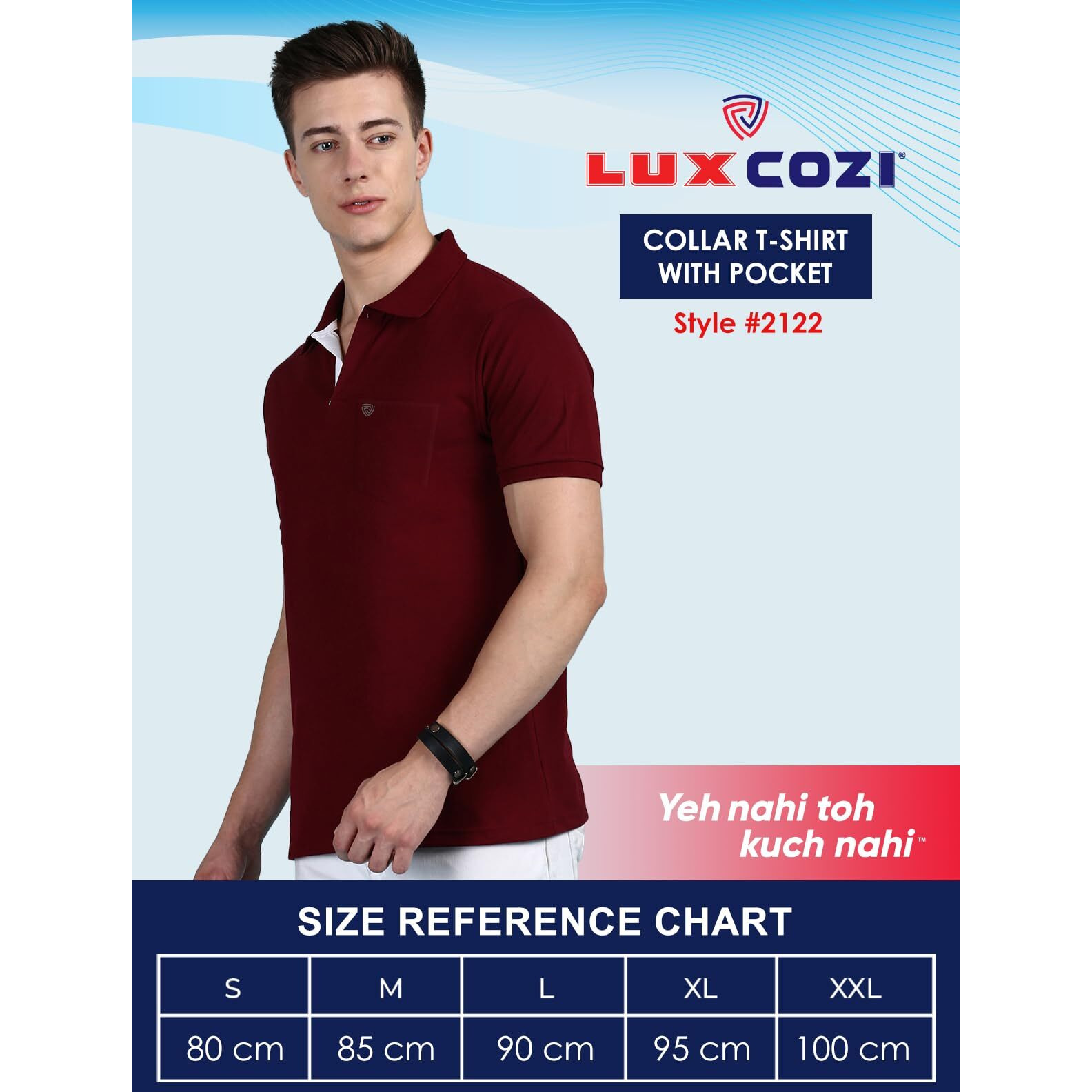 Lux Cozi Men's Half Sleeve Soild Casual T-Shirt with Chest Pocket_COZI_2122_MST_L_1PC Mustard