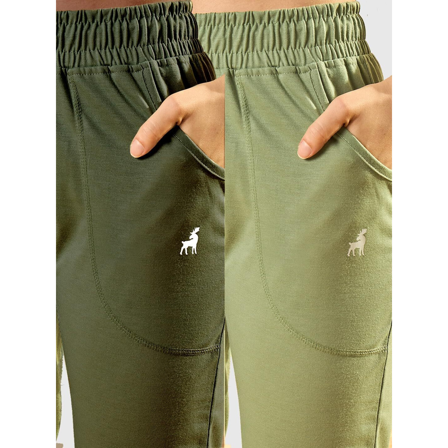 Modeve  Women Cotton Blend Pack of 2 Track Pant for Summer || Women Lower || Women Pyjama || Lounge Pants_Pista and Olive_Large