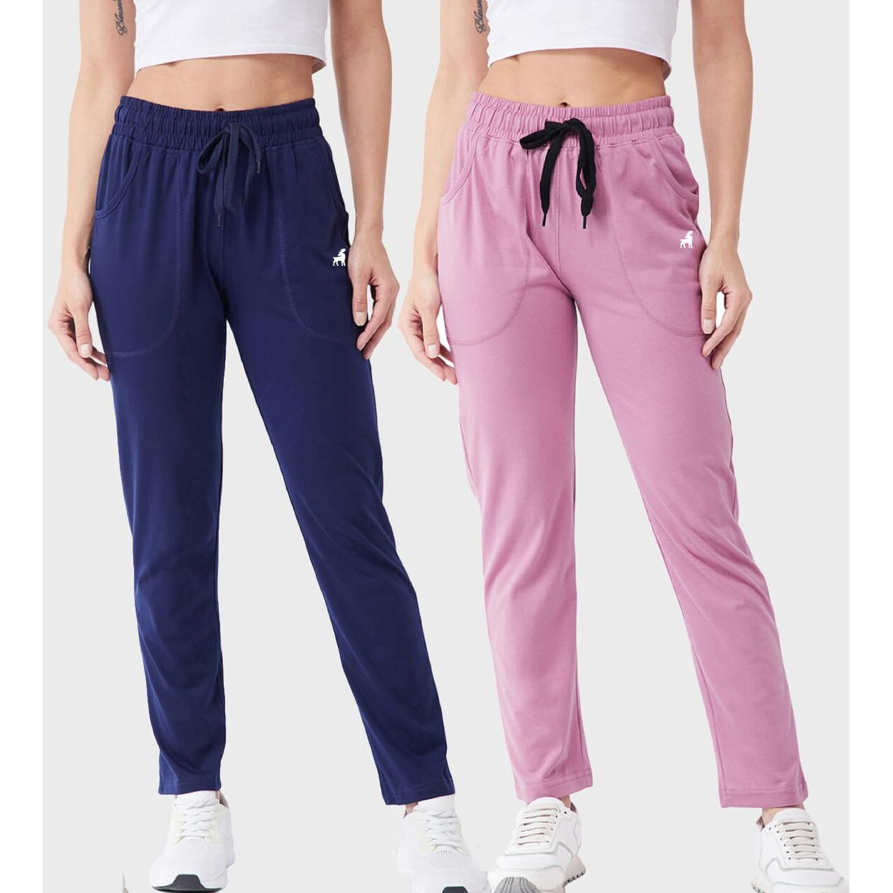 Modeve  Women Cotton Blend Pack of 2 Track Pant for Summer || Women Lower || Women Pyjama || Lounge Pants_Navy and Onion_XX-Large