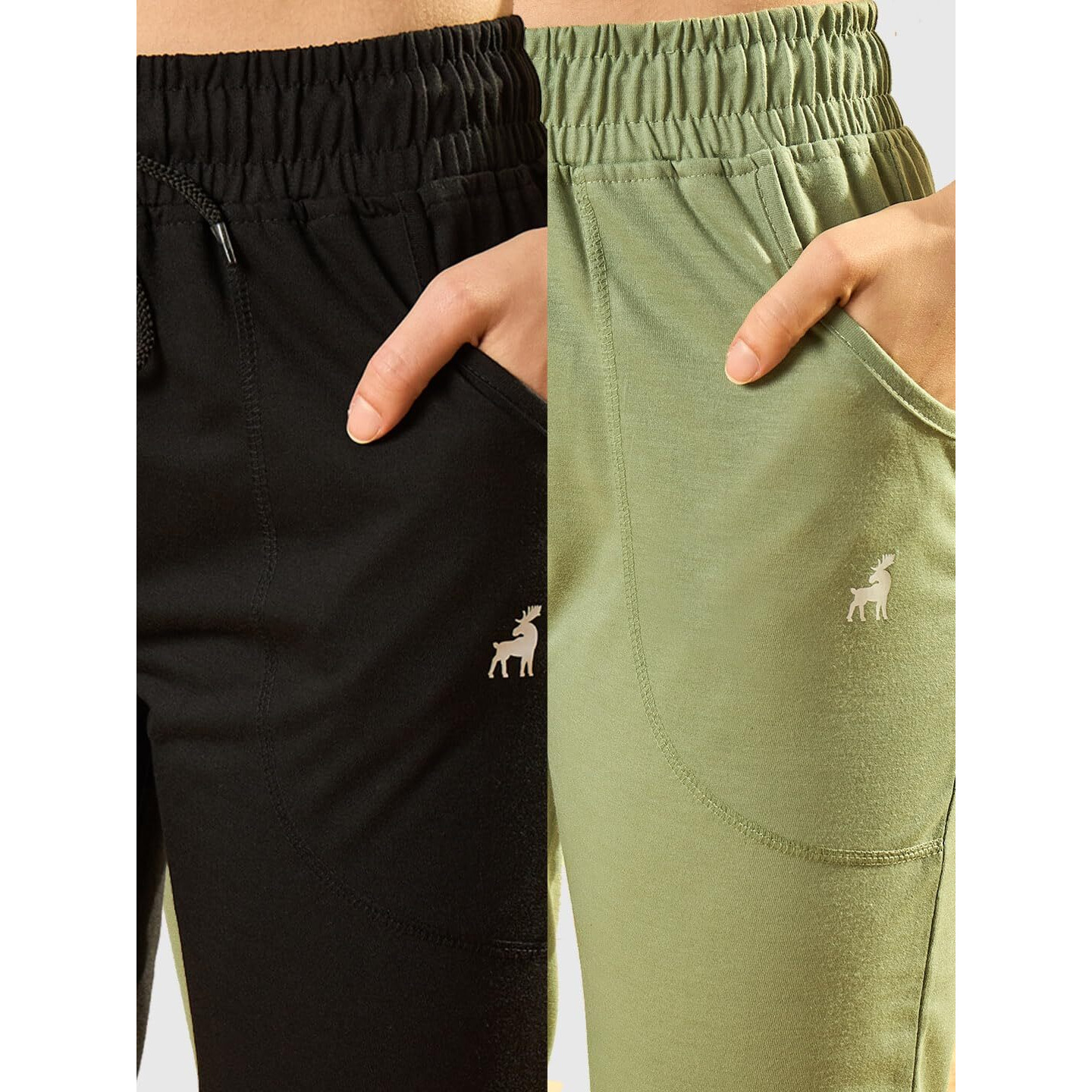 Modeve  Women Cotton Blend Pack of 2 Track Pant for Summer || Women Lower || Women Pyjama || Lounge Pants_ Pista and Black_X-Large