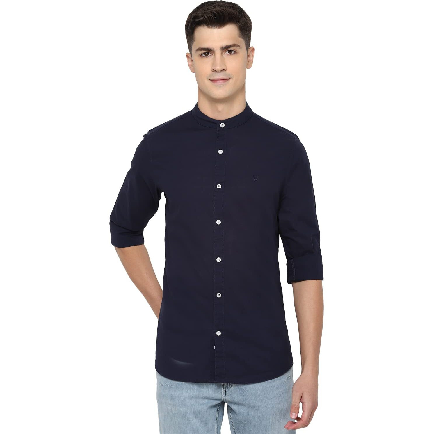 Allen Solly Men's Slim Fit Casual Shirt (ASSFWMOFL89836_Navy_44)