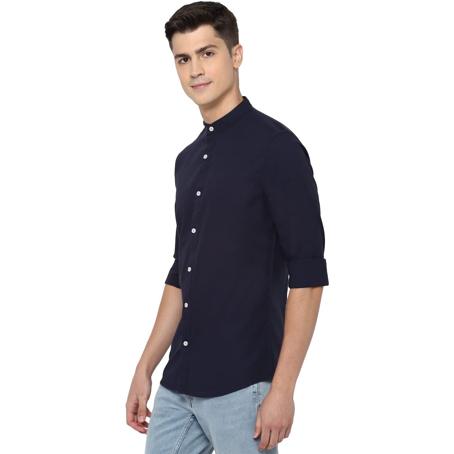 Allen Solly Men's Slim Fit Casual Shirt (ASSFWMOFL89836_Navy_44)