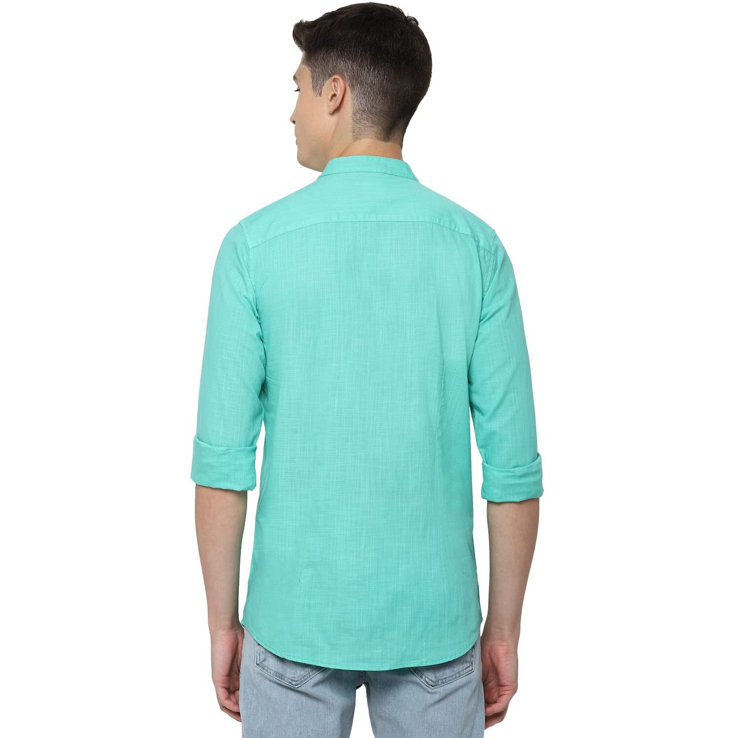 Allen Solly Men's Solid Slim fit Shirt (ASSFWMOF266739_Green 42)