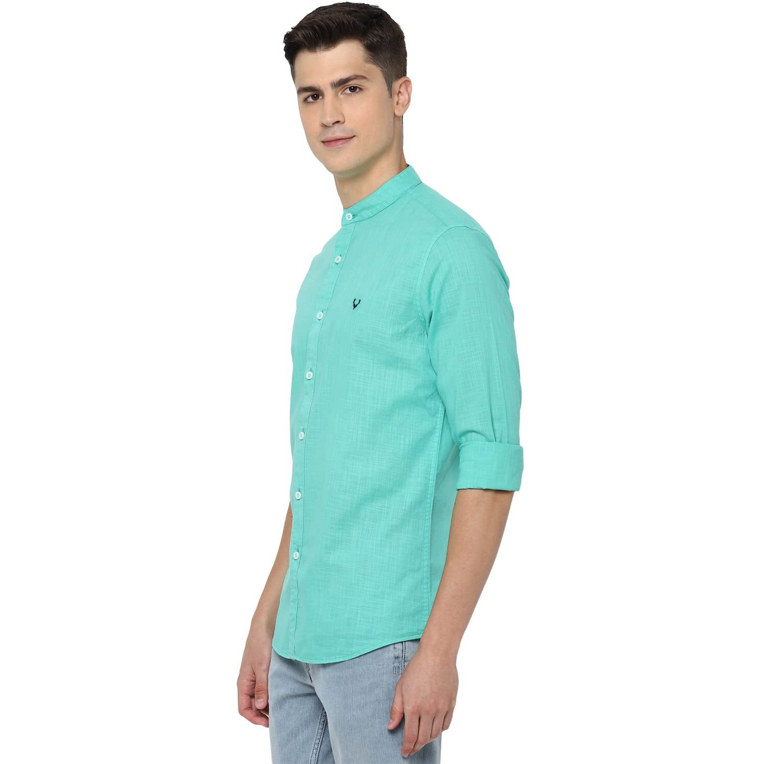 Allen Solly Men Slim Fit Shirt (Assfwmof266739_Green_44_Cyan_44)