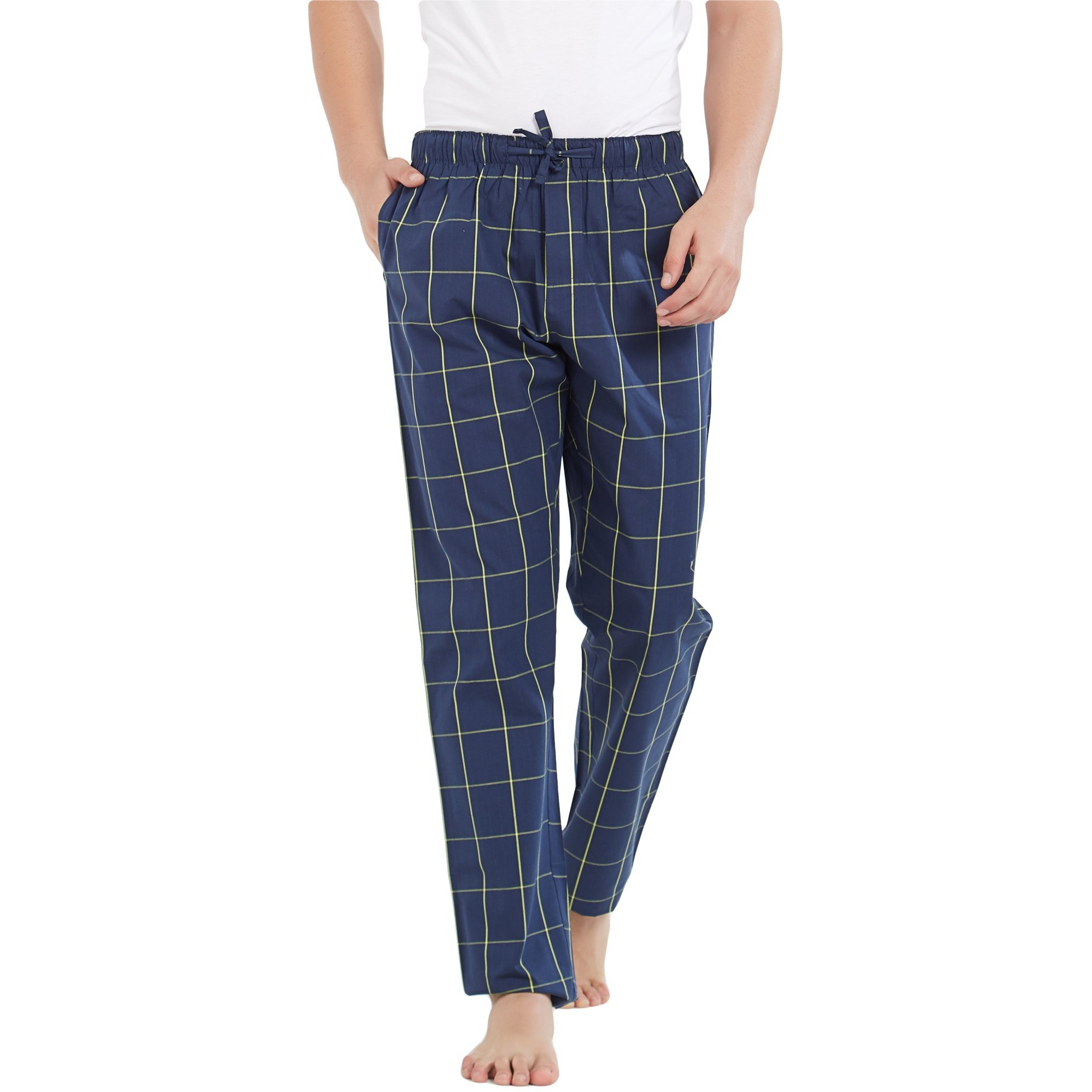 XYXX Men's Super Combed Cotton Checkered Checkmate Pyjamas [Pack of 1] Elasticated Waist, Drawstring | Loungewear for Men in Lime Checks