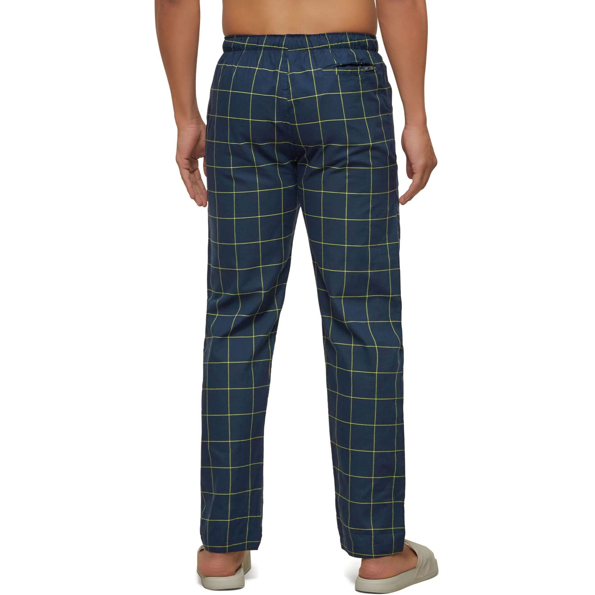 XYXX Men's Super Combed Cotton Checkered Checkmate Pyjamas [Pack of 1] Elasticated Waist, Drawstring | Loungewear for Men in Lime Checks