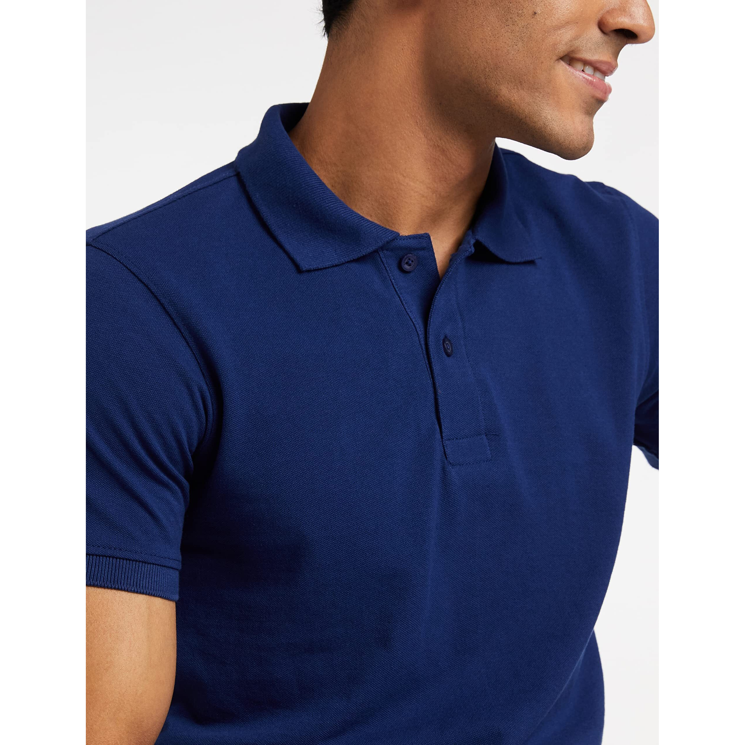Amazon Brand - Symbol Men's Solid Cotton Rich Polo T Shirt | Collar Tshirts | Half Sleeves | Plain-Regular Fit (Estate Blue_M) (Available in Plus Size)