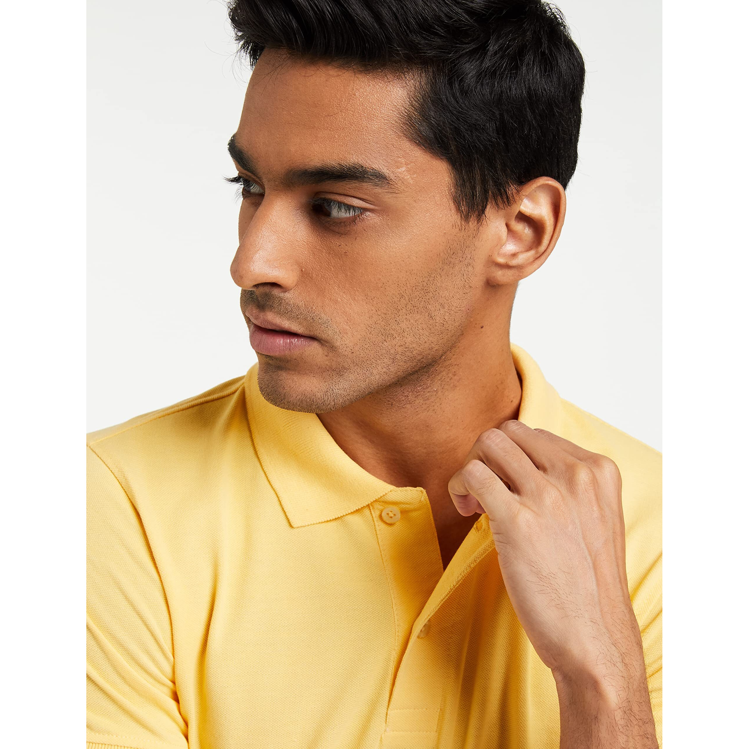 Amazon Brand - Symbol Men's Solid Cotton Rich Polo T Shirt | Collar Tshirts | Half Sleeves | Plain-Regular Fit (Golden Haze_4XL) (Available in Plus Size)