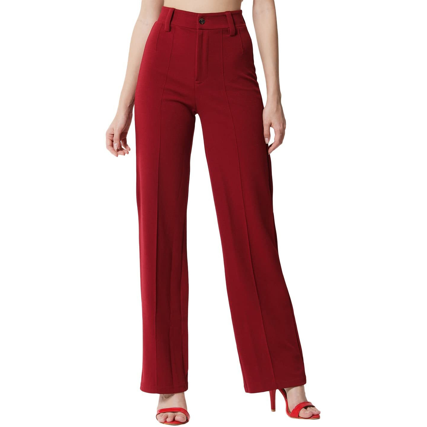 KOTTY Womens Solid Polyester Blend Cherry Maroon Trousers (Cherry Maroon,30)