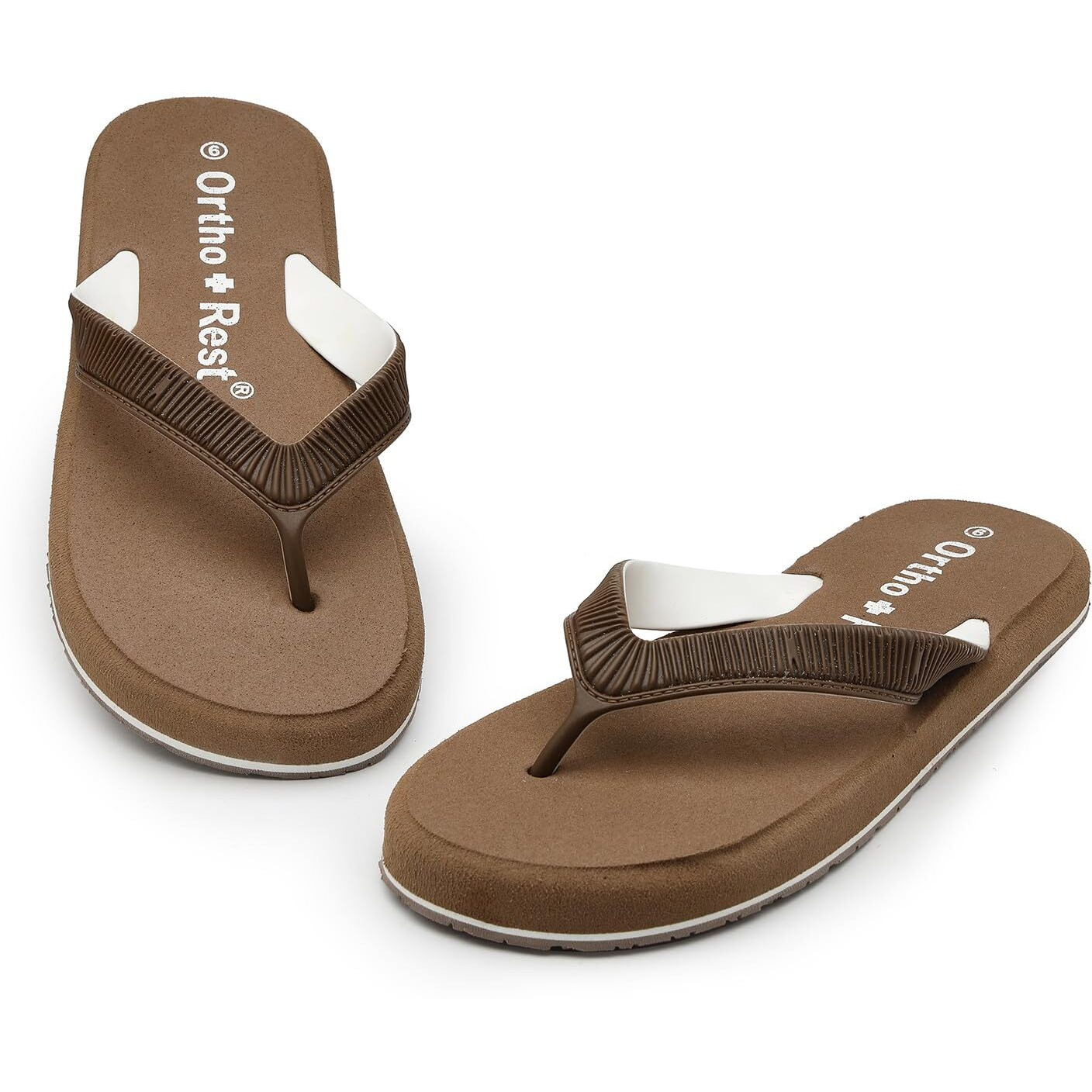 Ortho + Rest Doctor Slippers for Women Orthopedic Non Slip Lightweight Comfortable Flat Casual Stylish Dr Chappals and House Flip flops For Ladies and Girls Brown 6