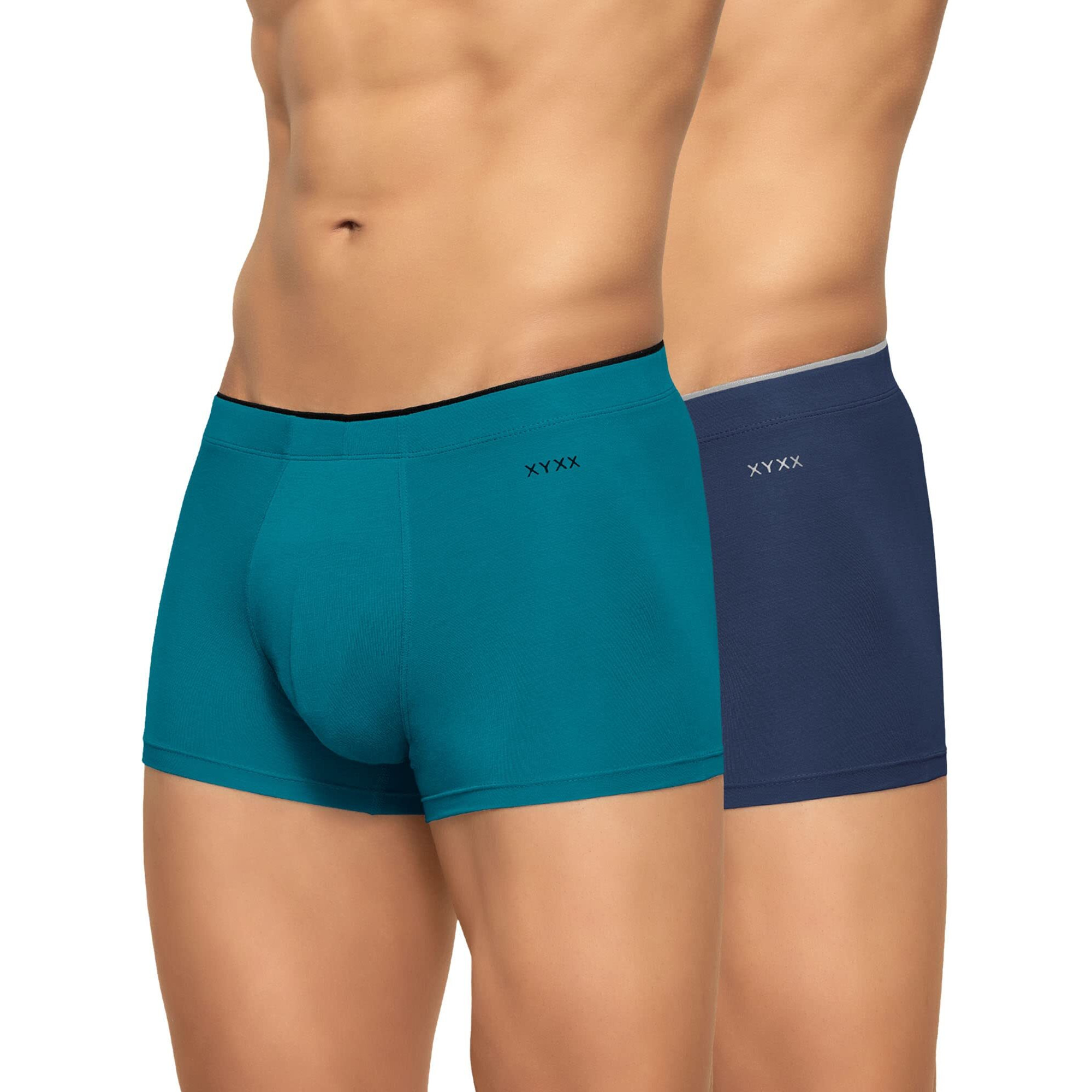 XYXX Men's Modal Classic Stretch Solid Trunks (Pack of 2) (XYTRNK_R1_2_Teal Dress Blue_S)