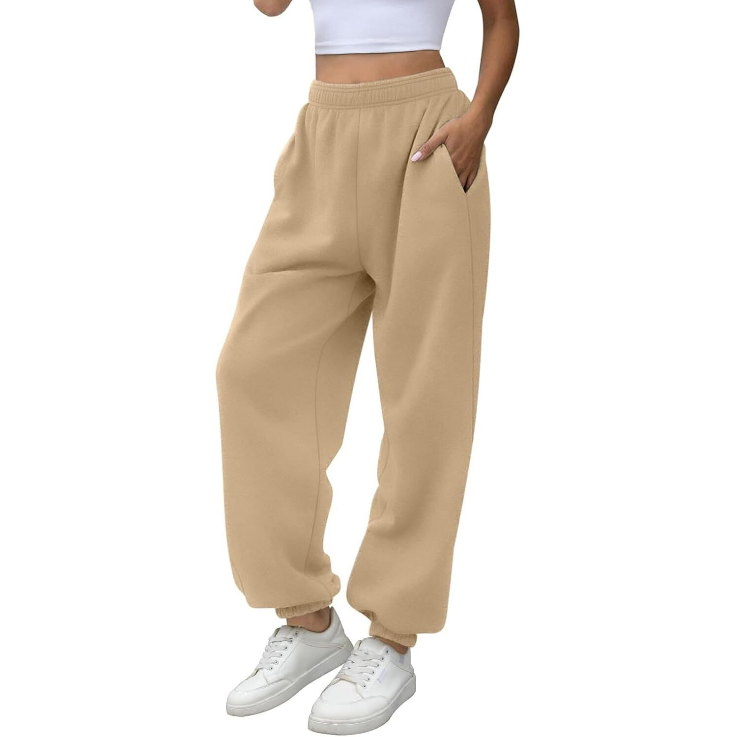 Q - RIOUS Women's Jogger Style Trouser (Beige_30)