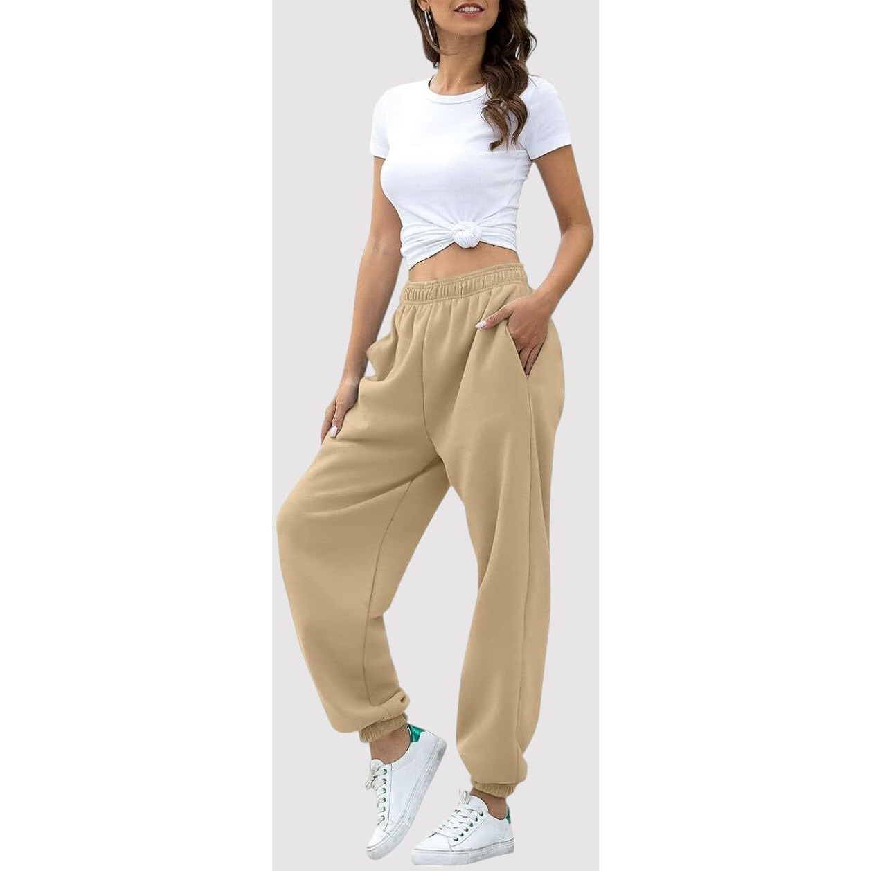 Q - RIOUS Women's Jogger Style Trouser (Beige_30)
