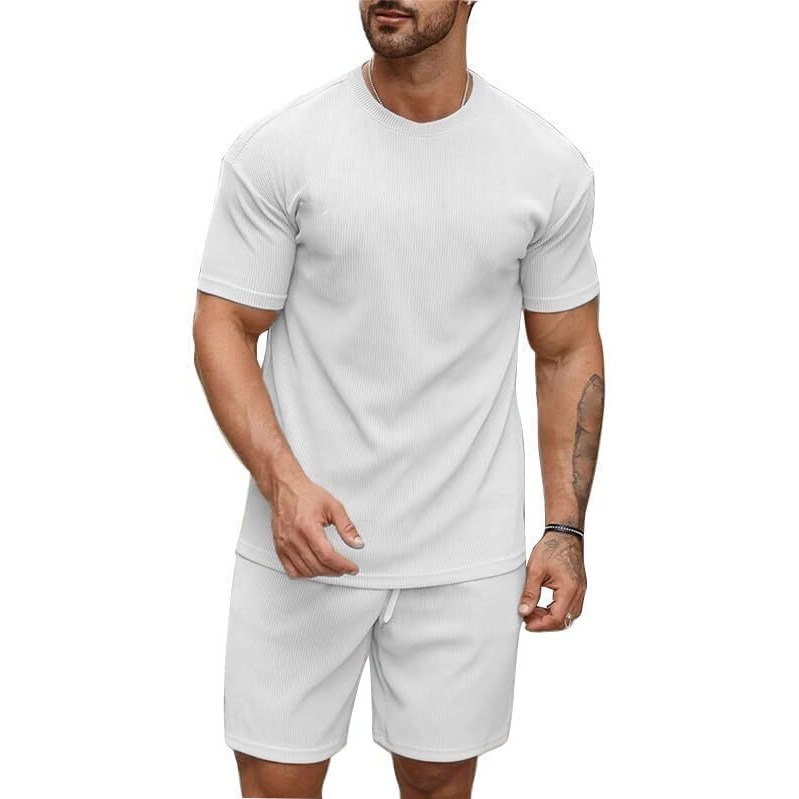 SMOWKLY Men's Pyjama Set || T-Shirt and Shorts Set for Men || Night Wear for Men || Night Suit for Men (1167_MTNS_WT_XXL) White