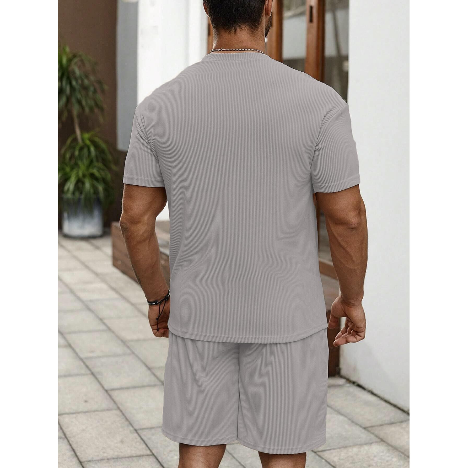SMOWKLY Men's Pyjama Set || T-Shirt and Shorts Set for Men || Night Wear for Men || Night Suit for Men (1163_MTNS_Gry_3XL) Grey