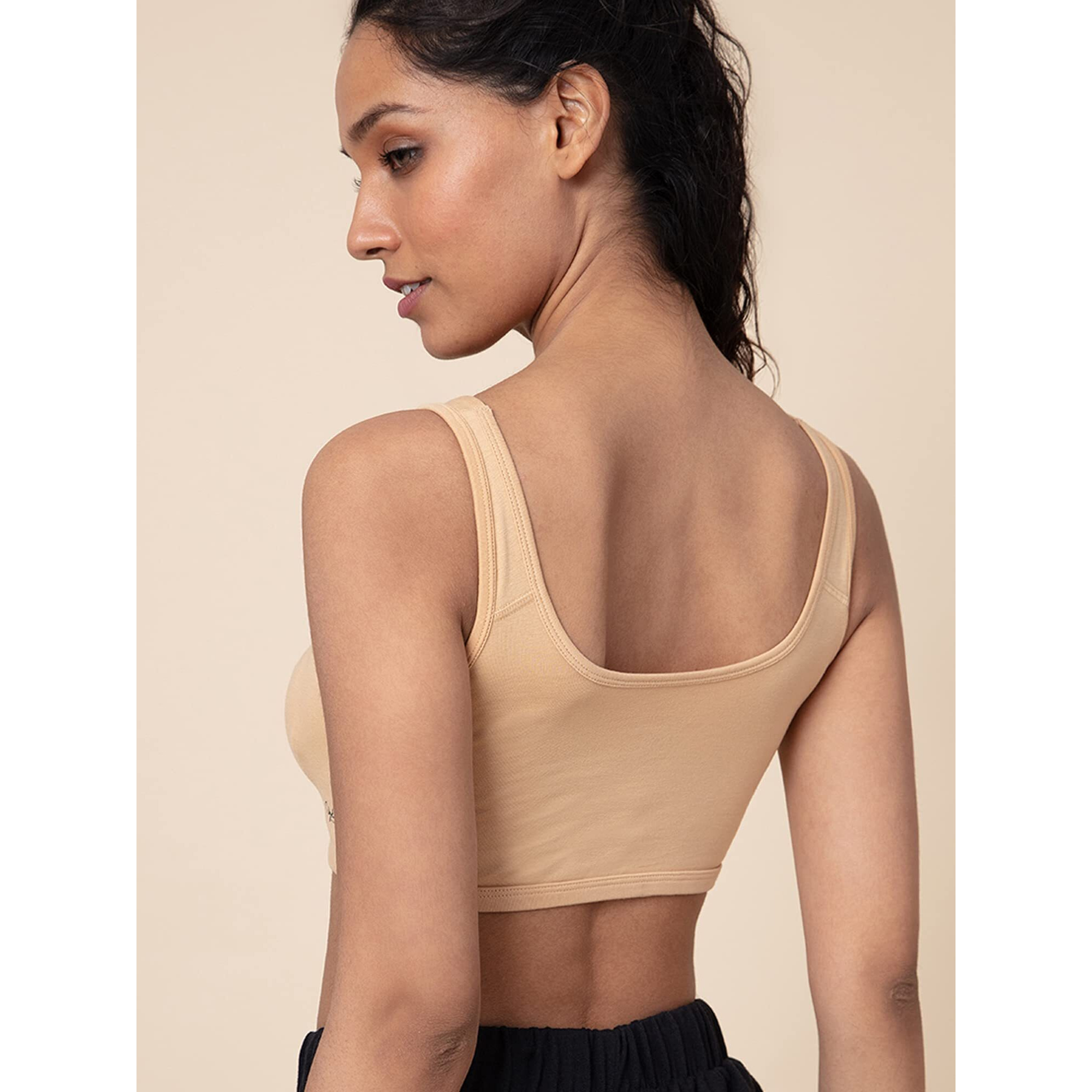 NYKD Soft Cup Easy Peasy Slip On Everyday Bra for Women, Wireless, Full Coverage, Support Shaper, Non Padded Sports Bra Bra, NYB113, Sand, XS, 1N