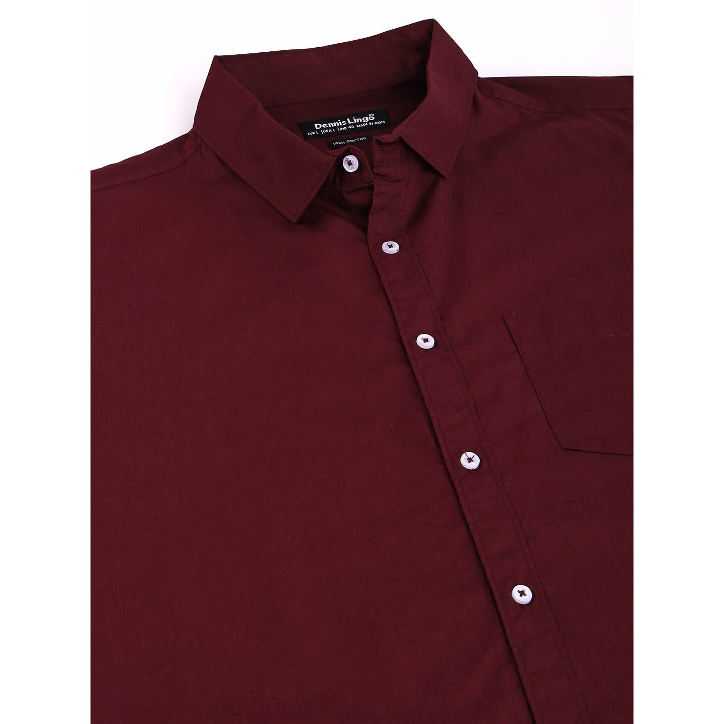 Dennis Lingo Men's Solid Burgundy Casual Shirt (AZ301_Burgundy_M)