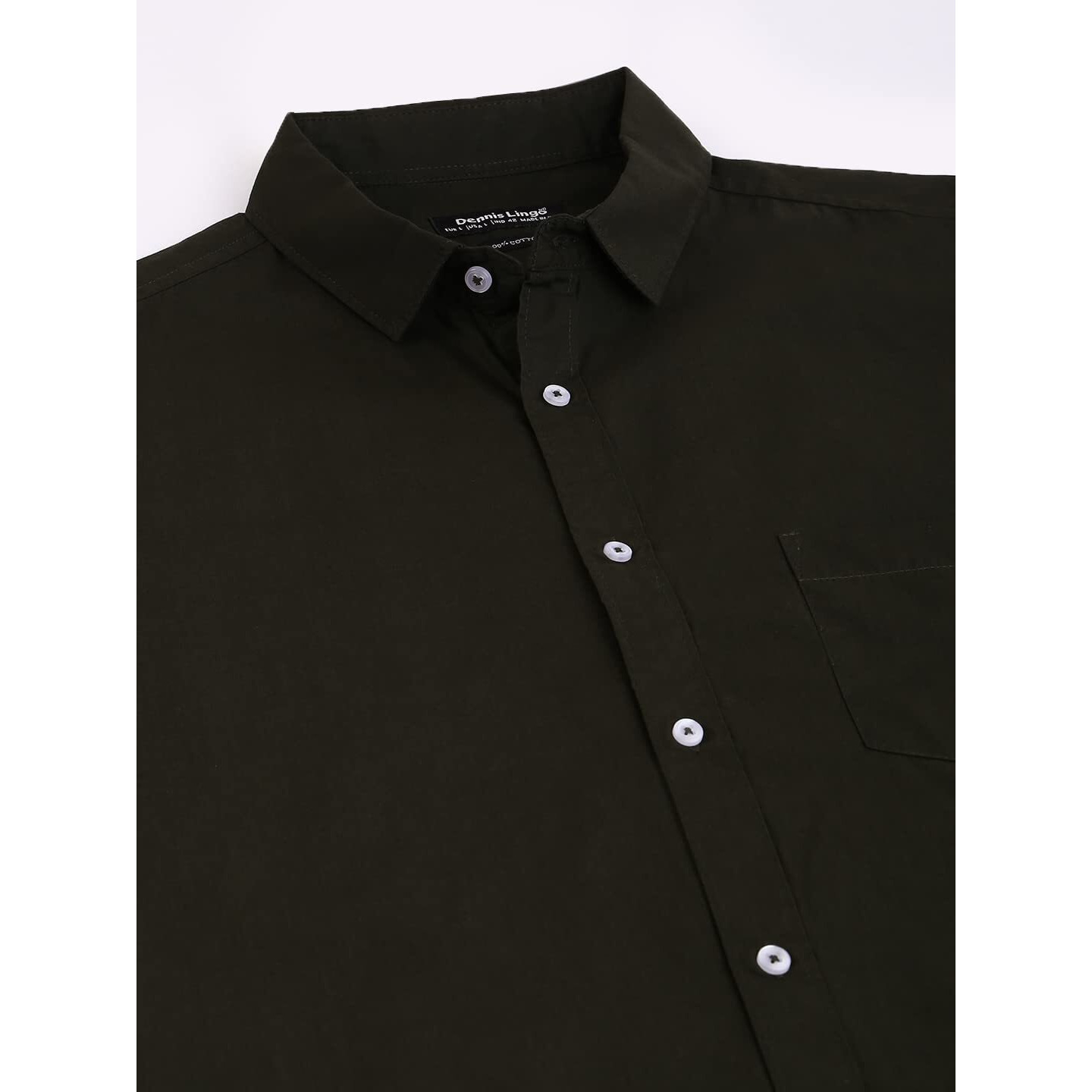 Dennis Lingo Men's Cotton Olive Green Solid Casual Shirt (C301_Olive_S)