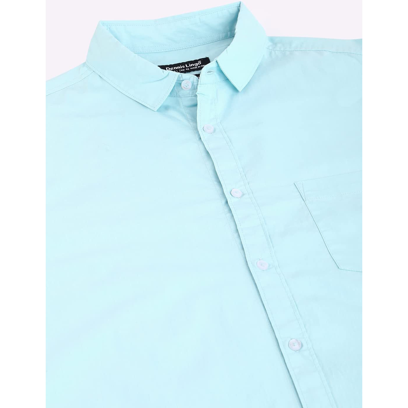 Dennis Lingo Men's Cotton Turquoise Blue Solid Casual Shirt (C301_Tblue_S)