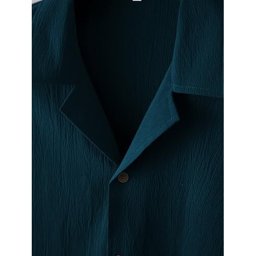 TAGDO Men's Regular Fit Casual Shirt (Popcorn-5171-Teal-S)