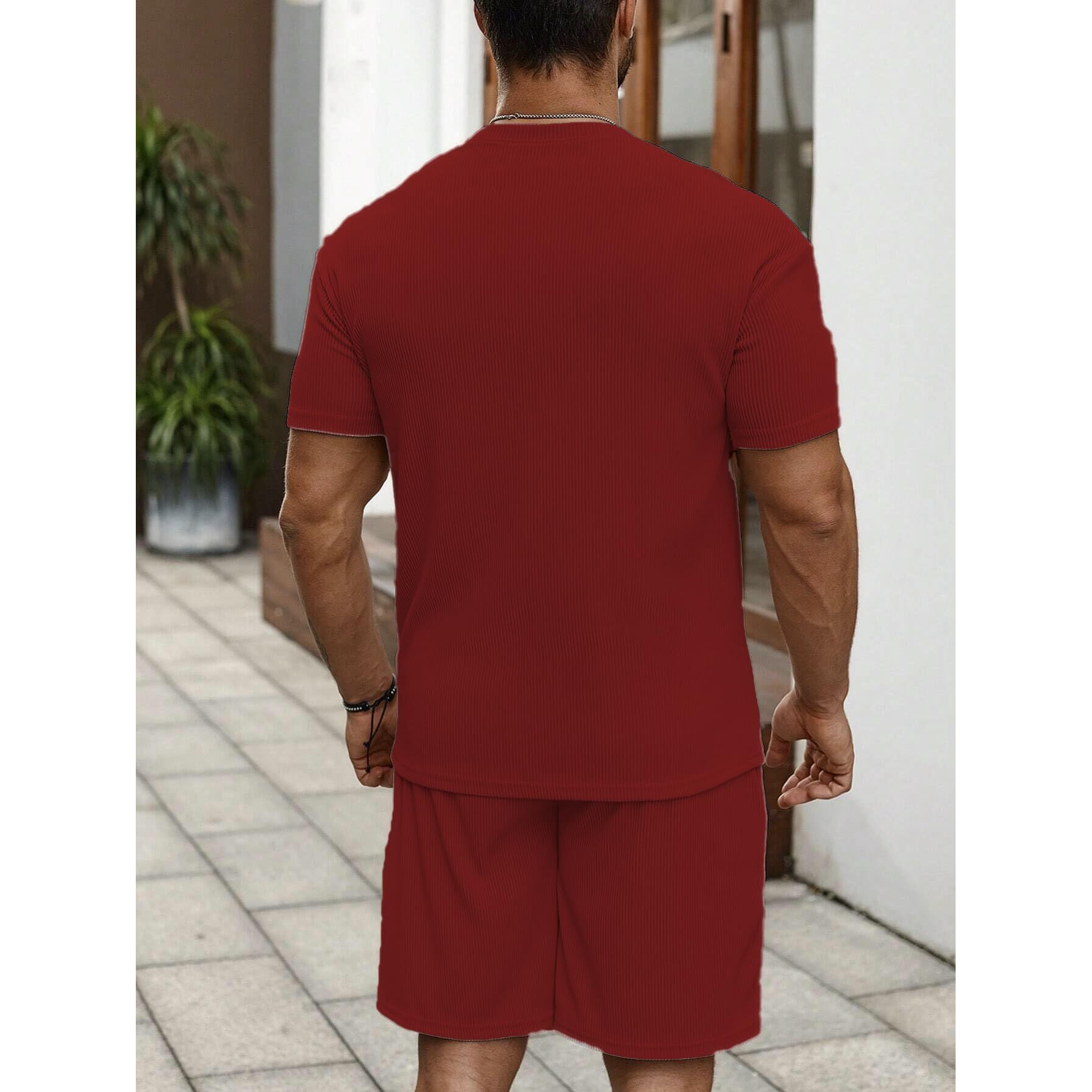 SMOWKLY Men's Pyjama Set || T-Shirt and Shorts Set for Men || Night Wear for Men || Night Suit for Men (1628_MRN_S) Maroon