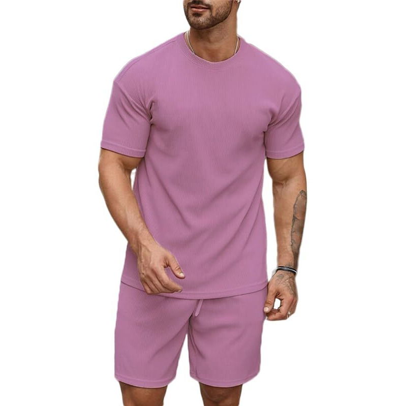 SMOWKLY Men's Pyjama Set || T-Shirt and Shorts Set for Men || Night Wear for Men || Night Suit for Men (1165_MTNS_PNK_S) Pink