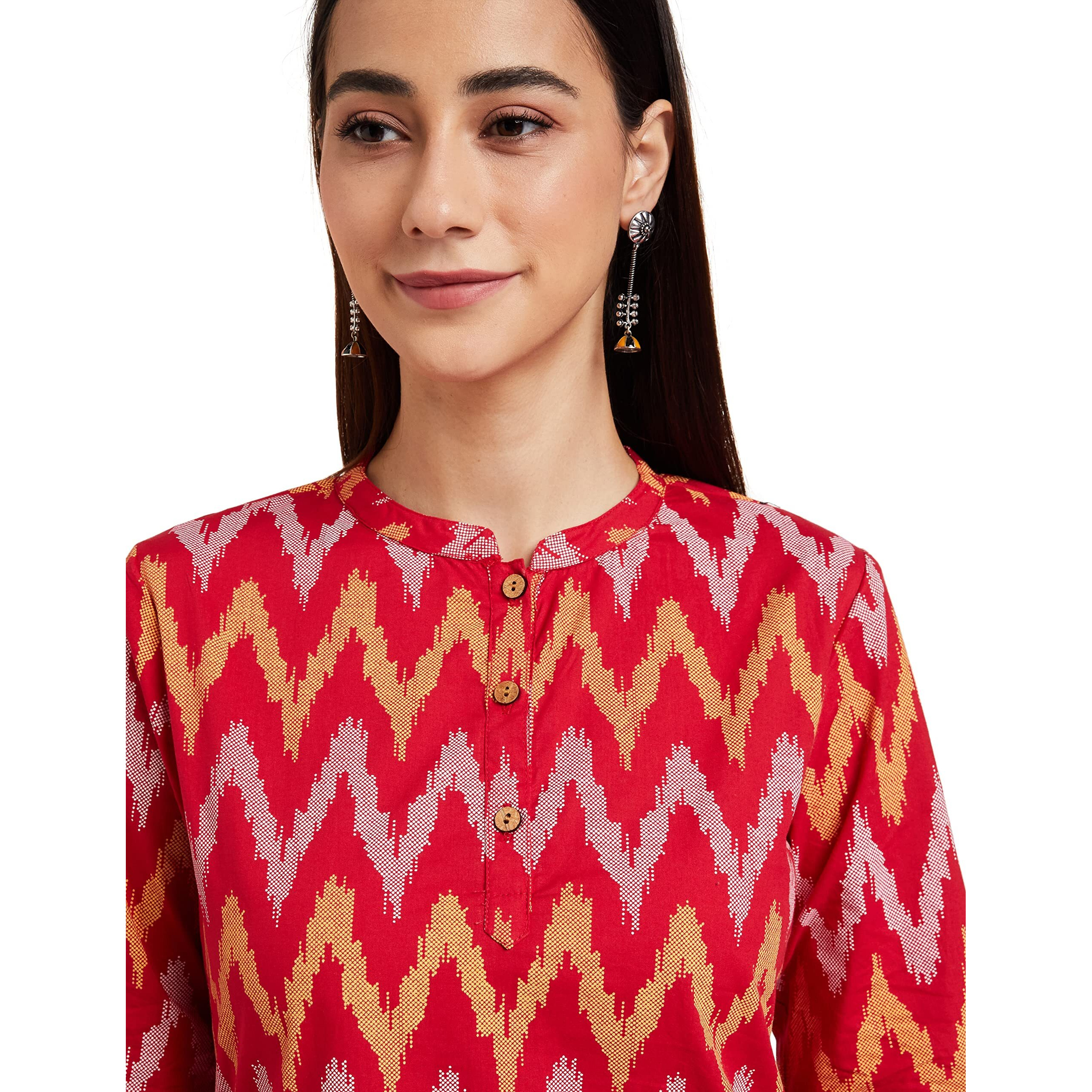 Amazon Brand - Myx Women's Cotton Straight Kurti (SS18NDIKKAT2B_Red_S)