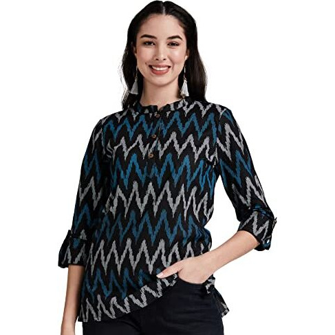 Amazon Brand - Myx Women's Cotton Straight Kurti (SS18NDIKKAT2A_Black _S)