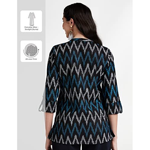 Amazon Brand - Myx Women's Cotton Straight Kurti (SS18NDIKKAT2A_Black _S)