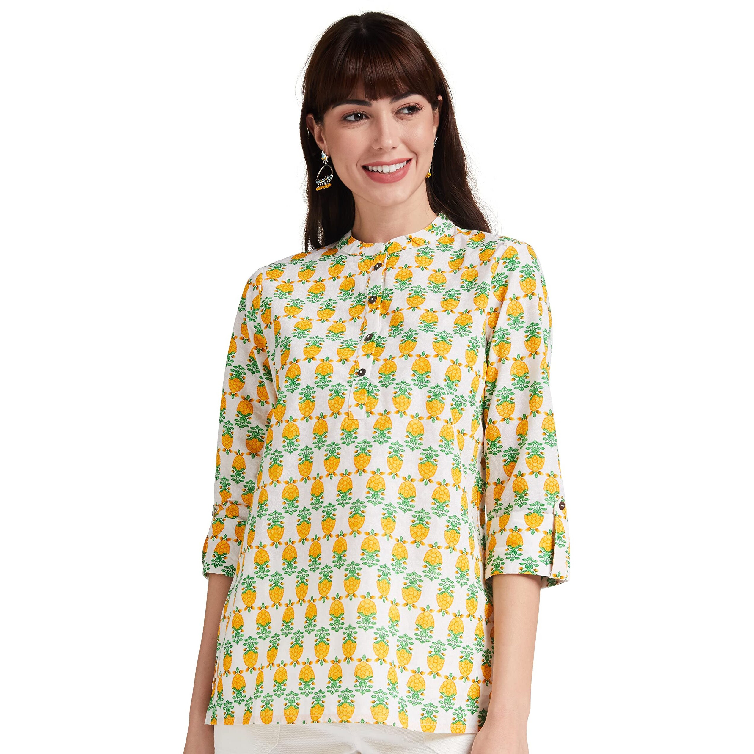 Amazon Brand - Myx Women's Cotton Straight Kurti (NIT001CORE10C_Multicolored_Small)