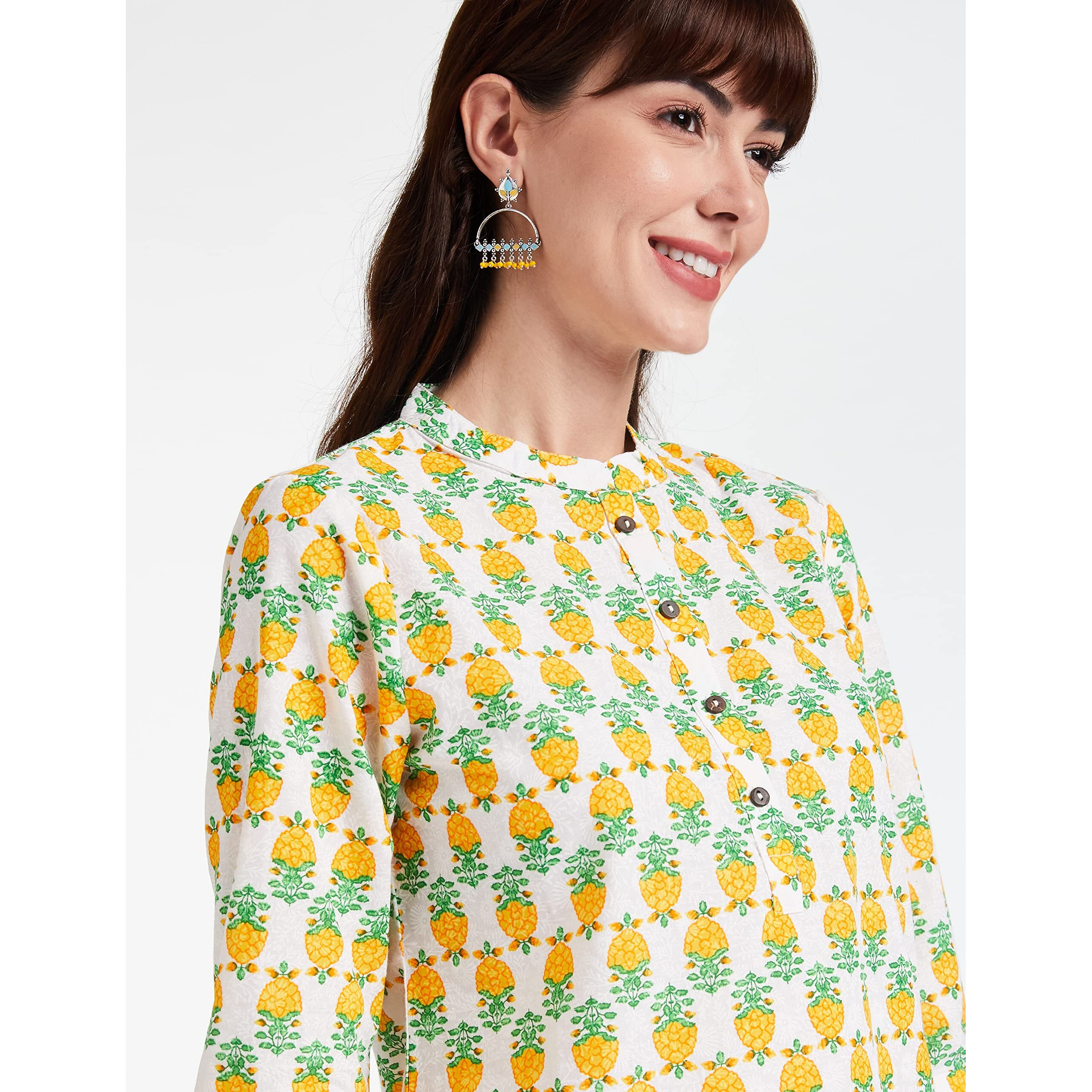 Amazon Brand - Myx Women's Cotton Straight Kurti (NIT001CORE10C_Multicolored_Small)