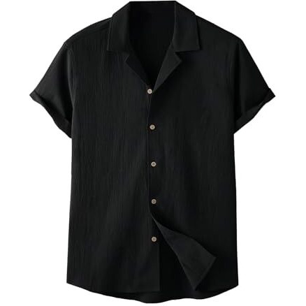 TAGDO Men's Regular Fit Casual Shirt (Popcorn-5171-Black-XXL)