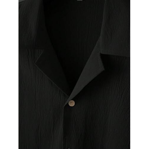 TAGDO Men's Regular Fit Casual Shirt (Popcorn-5171-Black-XXL)