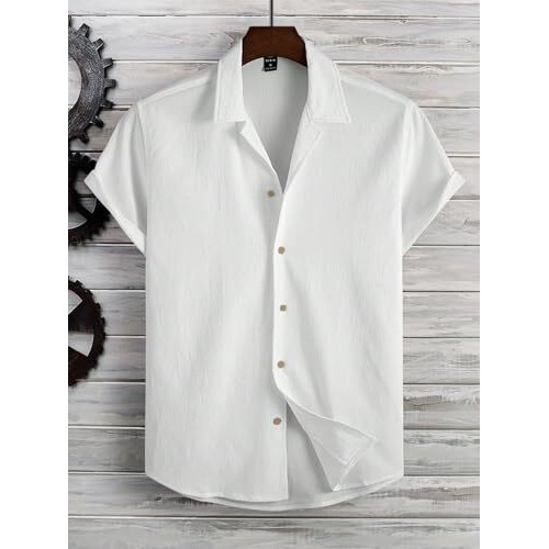 TAGDO Men's Regular Fit Casual Shirt (Popcorn-5171-White-XL)