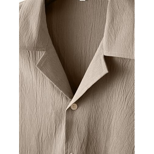 TAGDO Men's Regular Fit Casual Shirt (Popcorn-5171-Cream-S)
