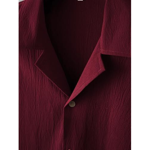 TAGDO Men's Regular Fit Casual Shirt (Popcorn-5171-Maroon-S)