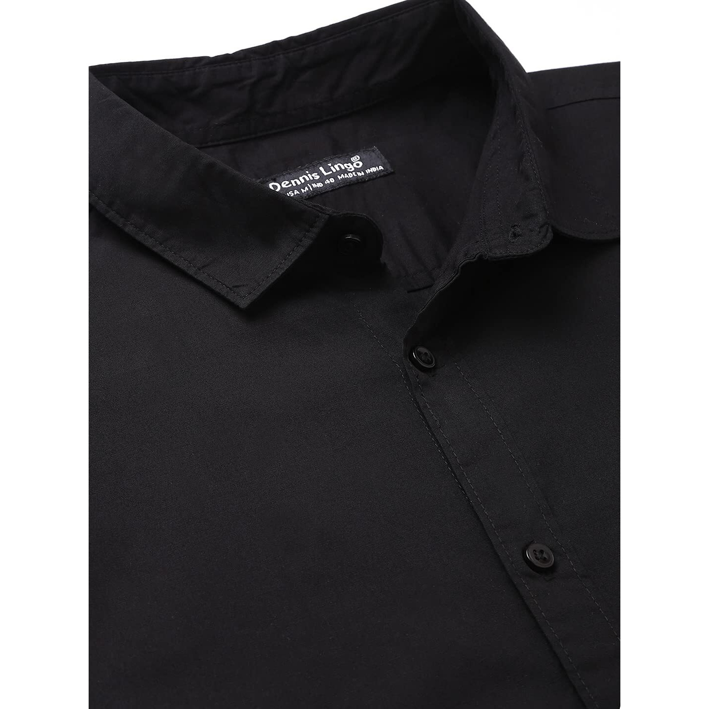 Dennis Lingo Men's Solid Slim Fit Casual Shirt (C301_Black_4XL)